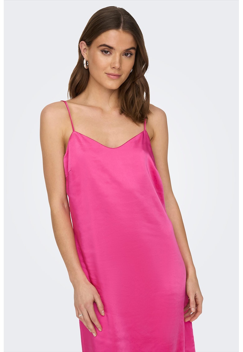 Rochie slip-on cu aspect satinat Maura - Roz aprins