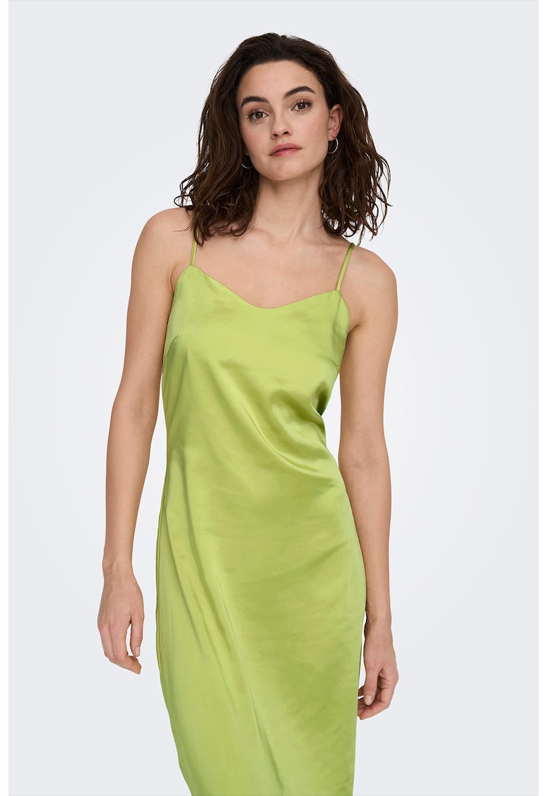 Rochie slip-on cu aspect satinat Maura - Verde fistic