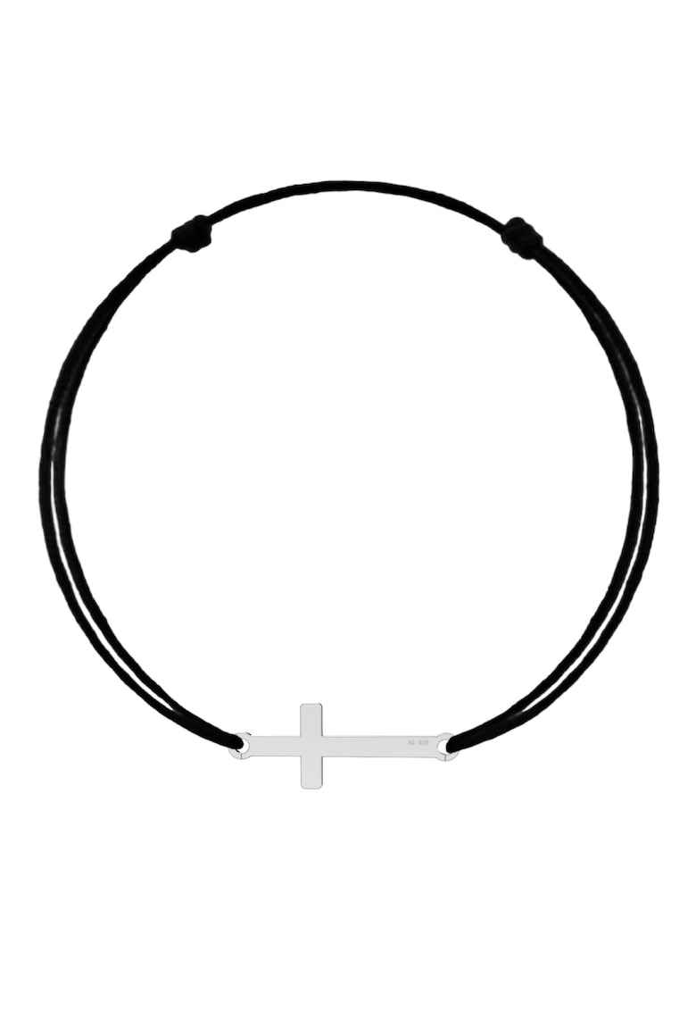 Bratara cu pandantiv cruce din Argint 925 - snur negru reglabil Bratara cu pandantiv cruce din Argint 925 - snur negru reglabil
