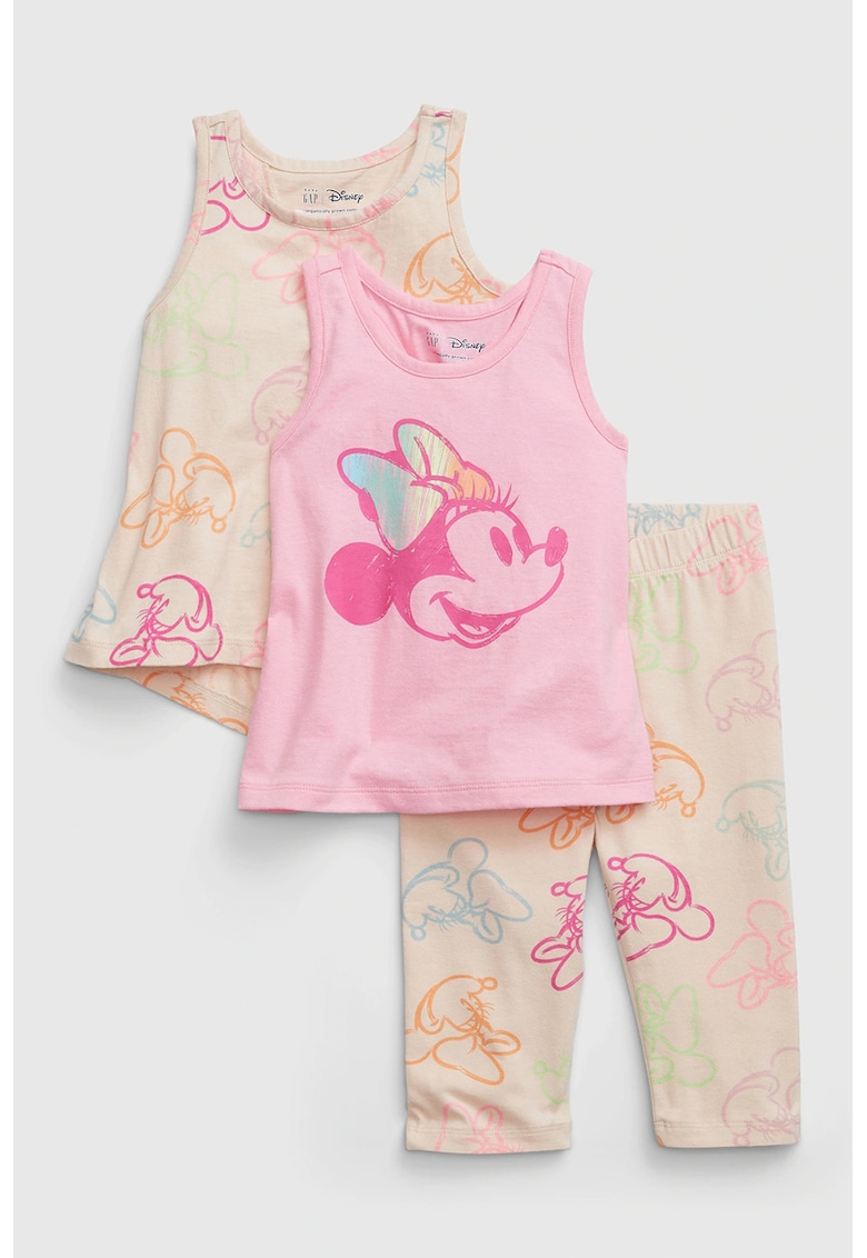 Set de top si colanti cu imprimeu minnie mouse - 3 piese