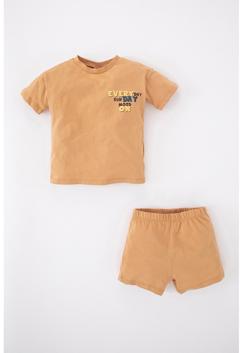Pijama cu pantaloni scurti si imprimeu text