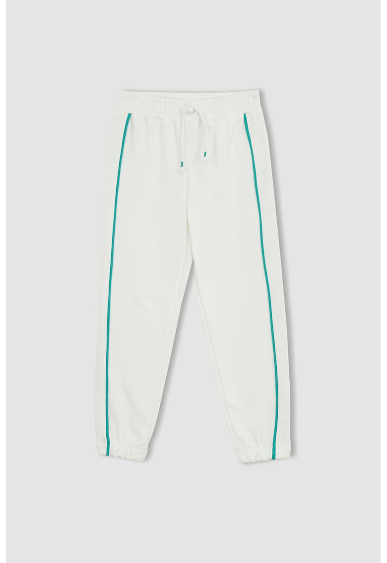 Pantaloni sport cu snur si dungi contrastante