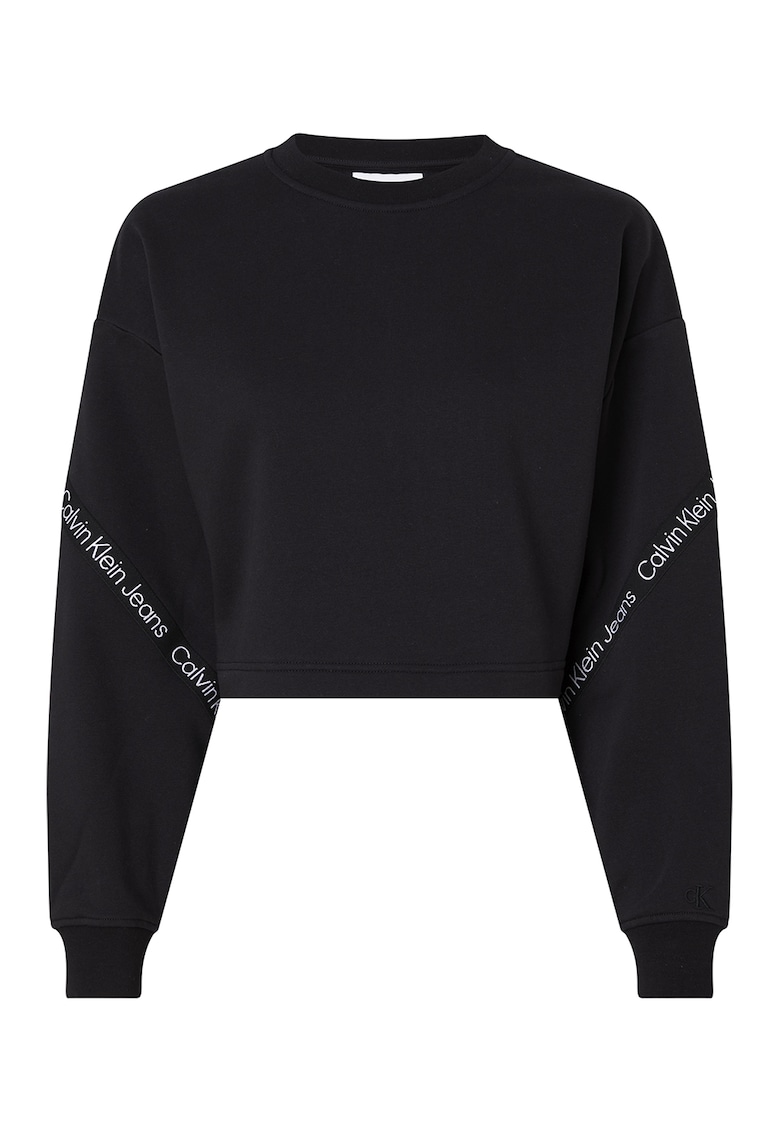 Calvin Klein Jeans Bluza sport crop cu maneci cazute - Negru