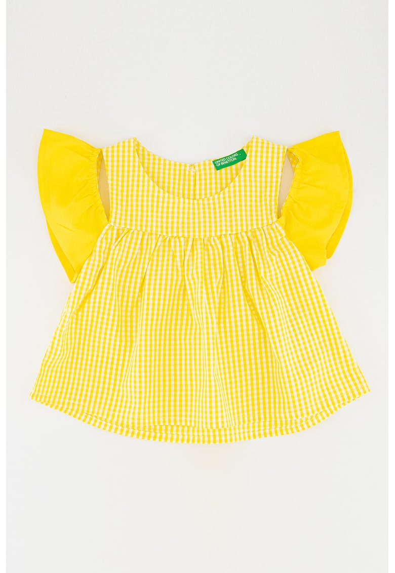 Bluza cu model in carouri si maneci cu volane