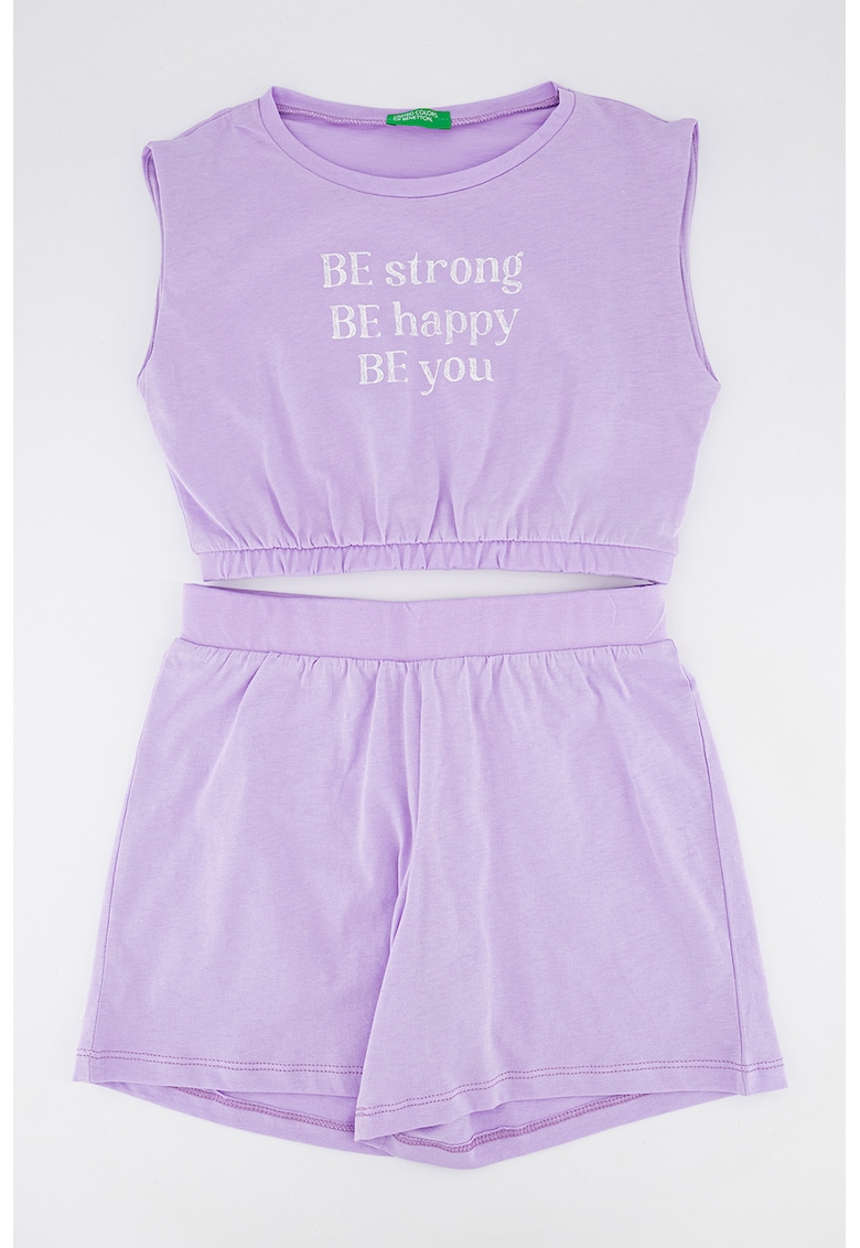 Set de pantaloni scurti si top crop din bumbac