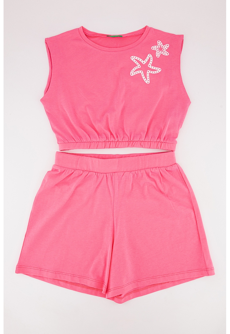 Set de pantaloni scurti si top crop din bumbac