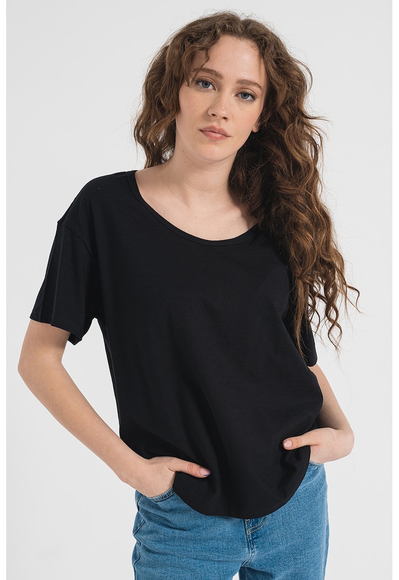Tricou relaxed fit de bumbac - Negru