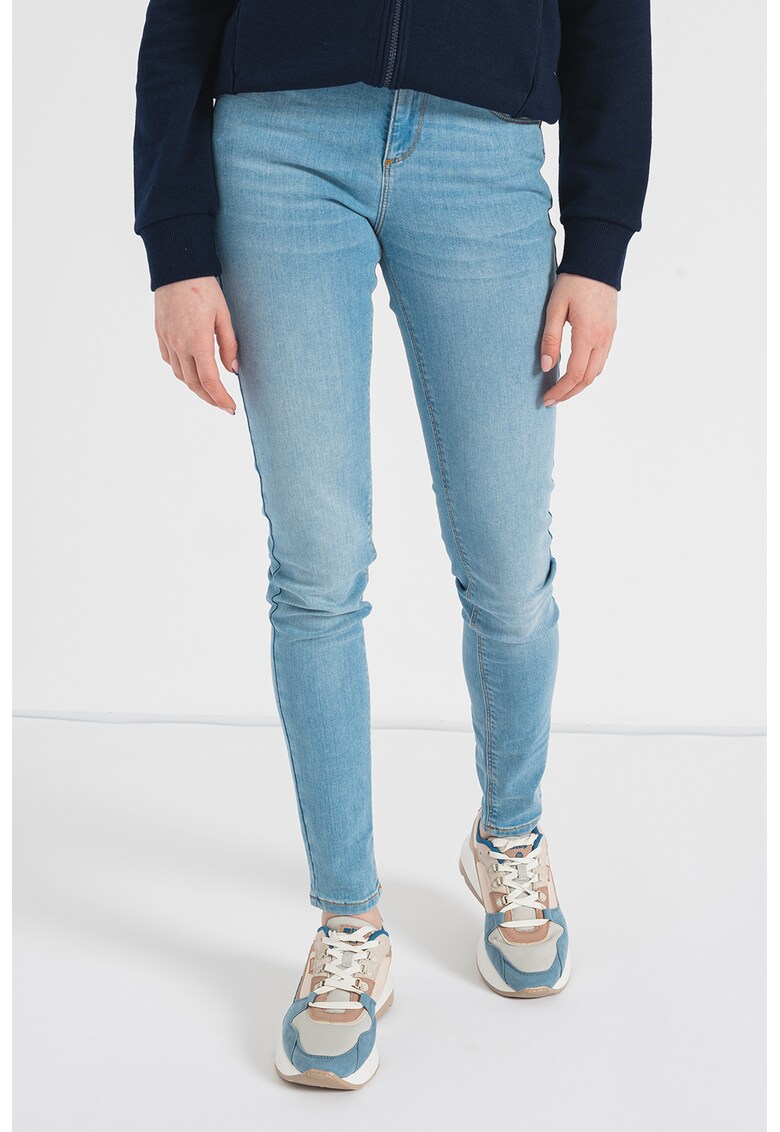 Blugi skinny cu aspect decolorat