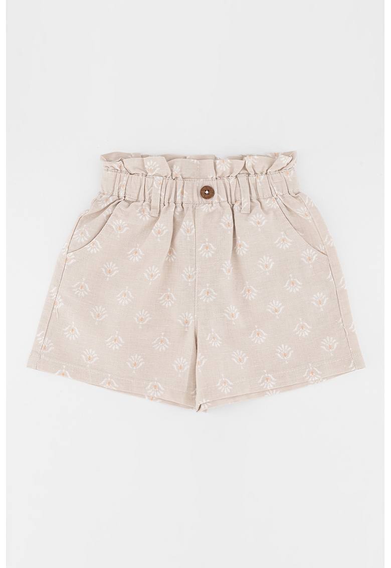 Pantaloni scurti din amestec de in cu talie inalta