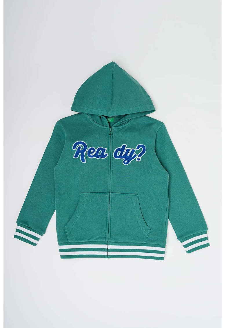 Hanorac cu fermoar si logo din material terry