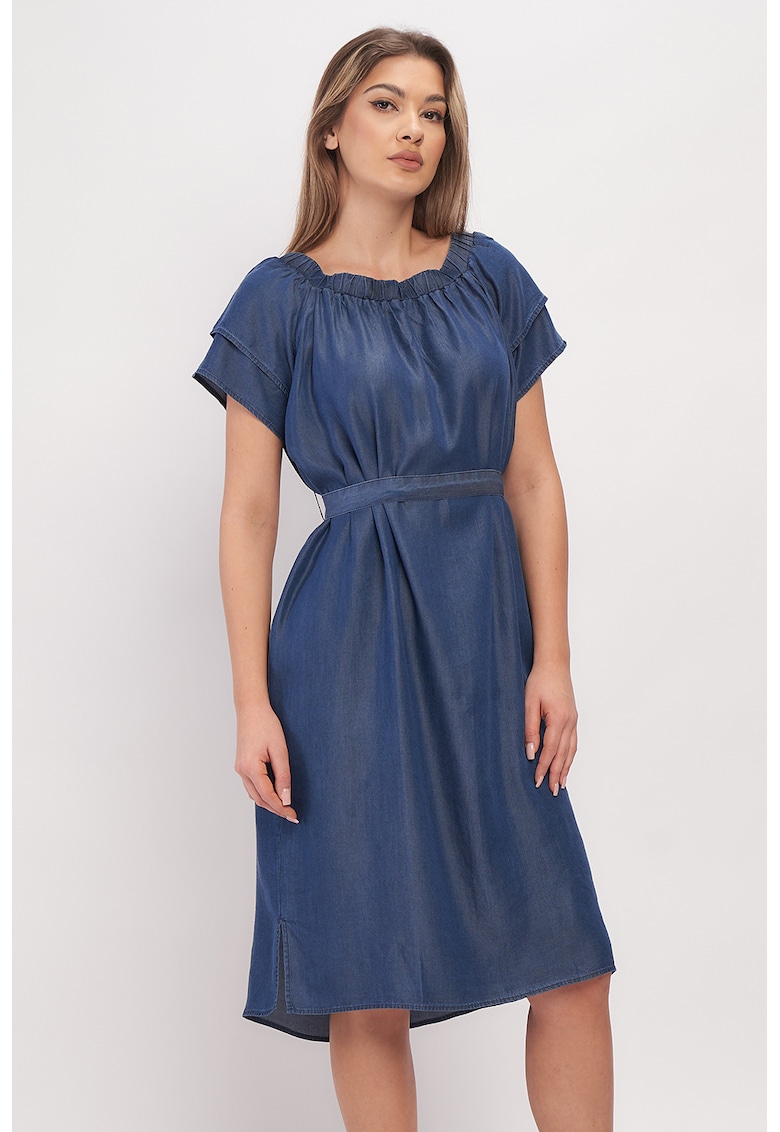 Rochie din chambray cu decolteu pe umeri