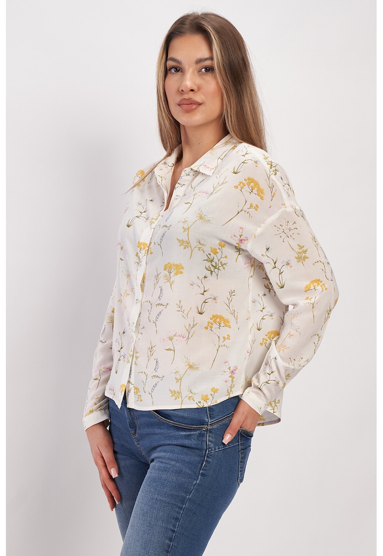 Camasa cu imprimeu floral si maneci cazute