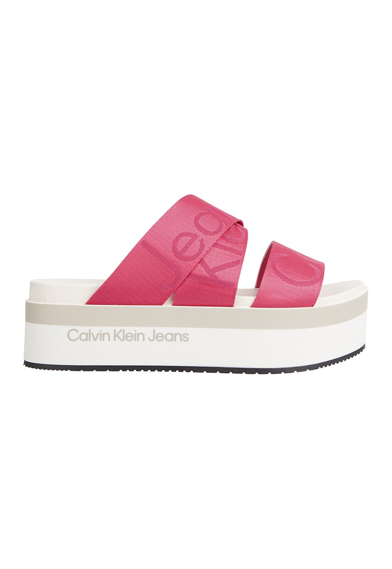 CALVIN KLEIN JEANS Чехли на равна платформа с лого на каишките за Жени CALVIN KLEIN JEANS Чехли на равна платформа с лого на каишките за Жени