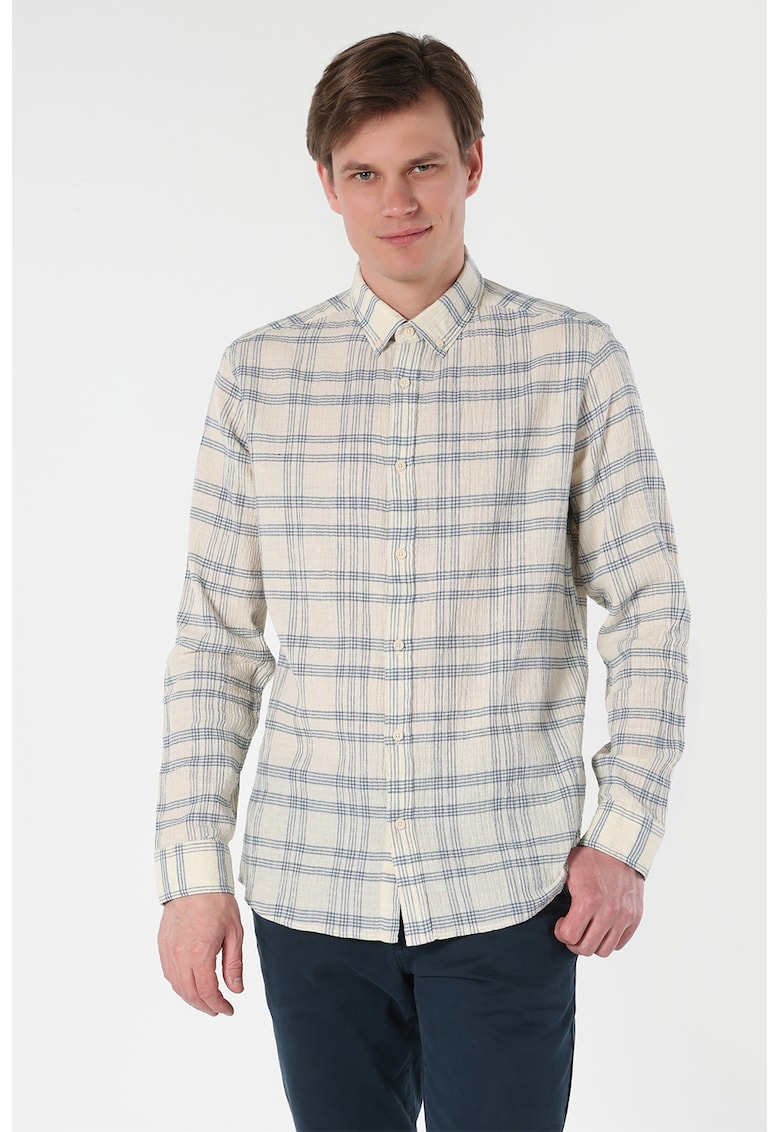 Camasa in carouri din amestec de in Camasa in carouri din amestec de in