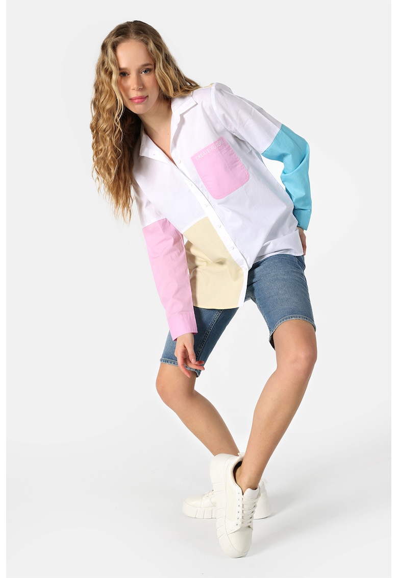 Camasa cu maneci lungi si model colorblock