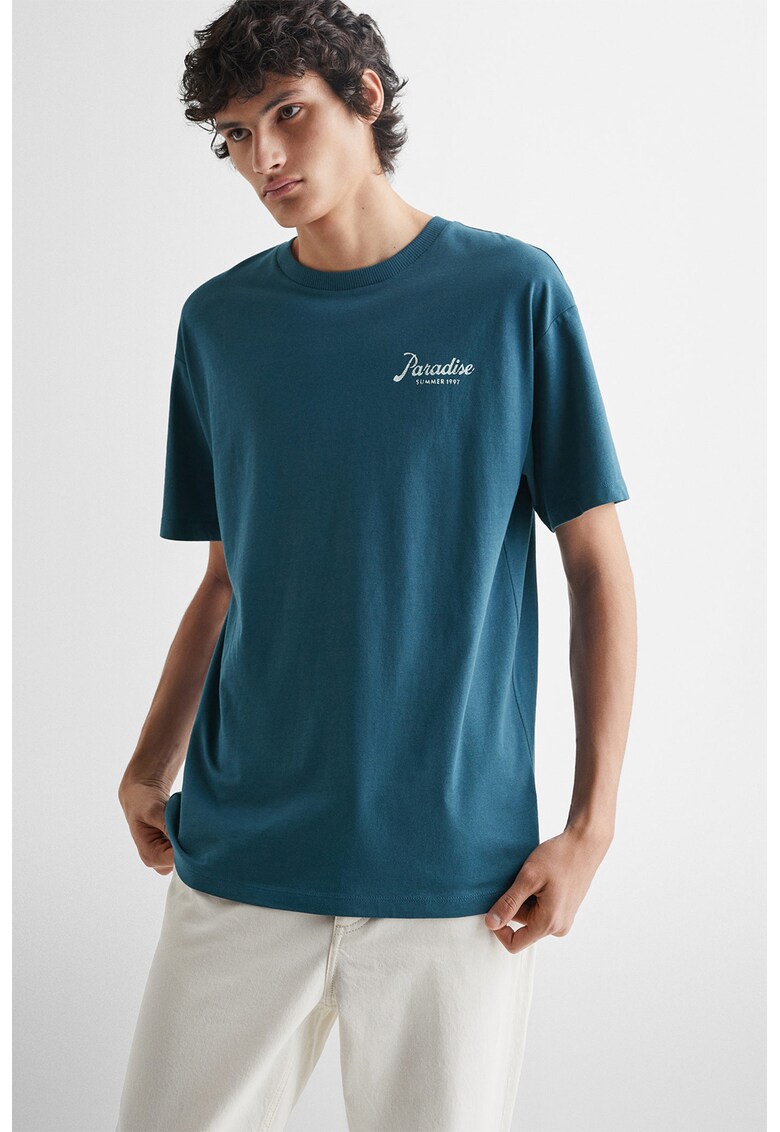 Tricou de bumbac cu maneci cazute