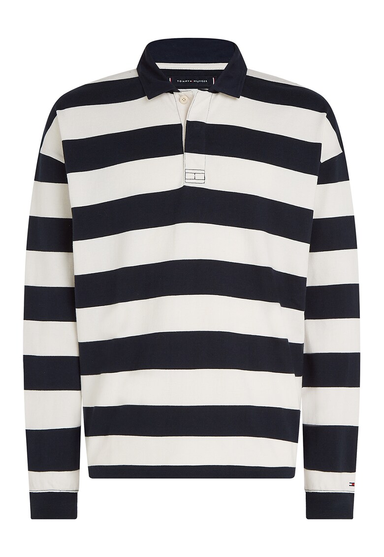 Tommy Hilfiger Раирана блуза от органичен памук с яка за Мъже Tommy Hilfiger Раирана блуза от органичен памук с яка за Мъже