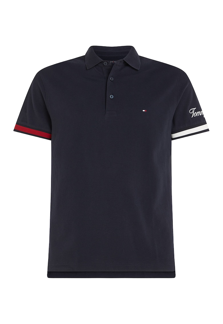 Tommy Hilfiger Вталена тениска от органичен памук с яка за Мъже Tommy Hilfiger Вталена тениска от органичен памук с яка за Мъже