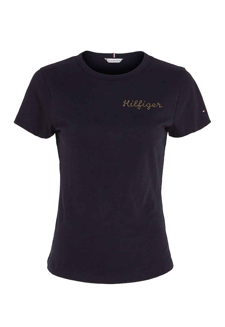 Tricou slim fit din bumbac organic - Albastru ultramarin
