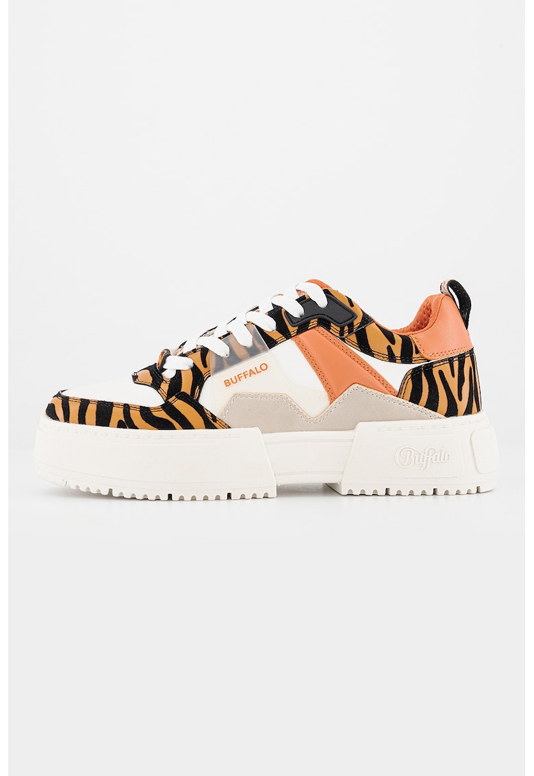 Pantofi sport din piele ecologica cu detalii cu animal print