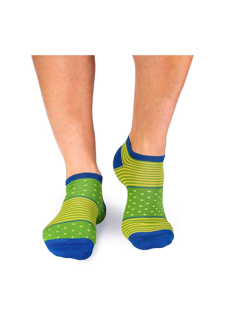 Sosete scurte bambus FINE BAMBOO cu buline si dungi verde lime