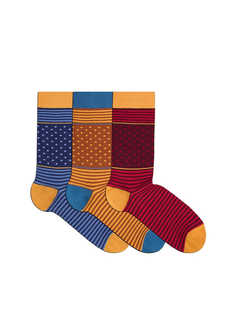 Sosete bambus FINE BAMBOO buline si dungi cutie 3 buc. maro visiniu albastru inchis Sosete bambus FINE BAMBOO buline si dungi cutie 3 buc. maro visiniu albastru inchis