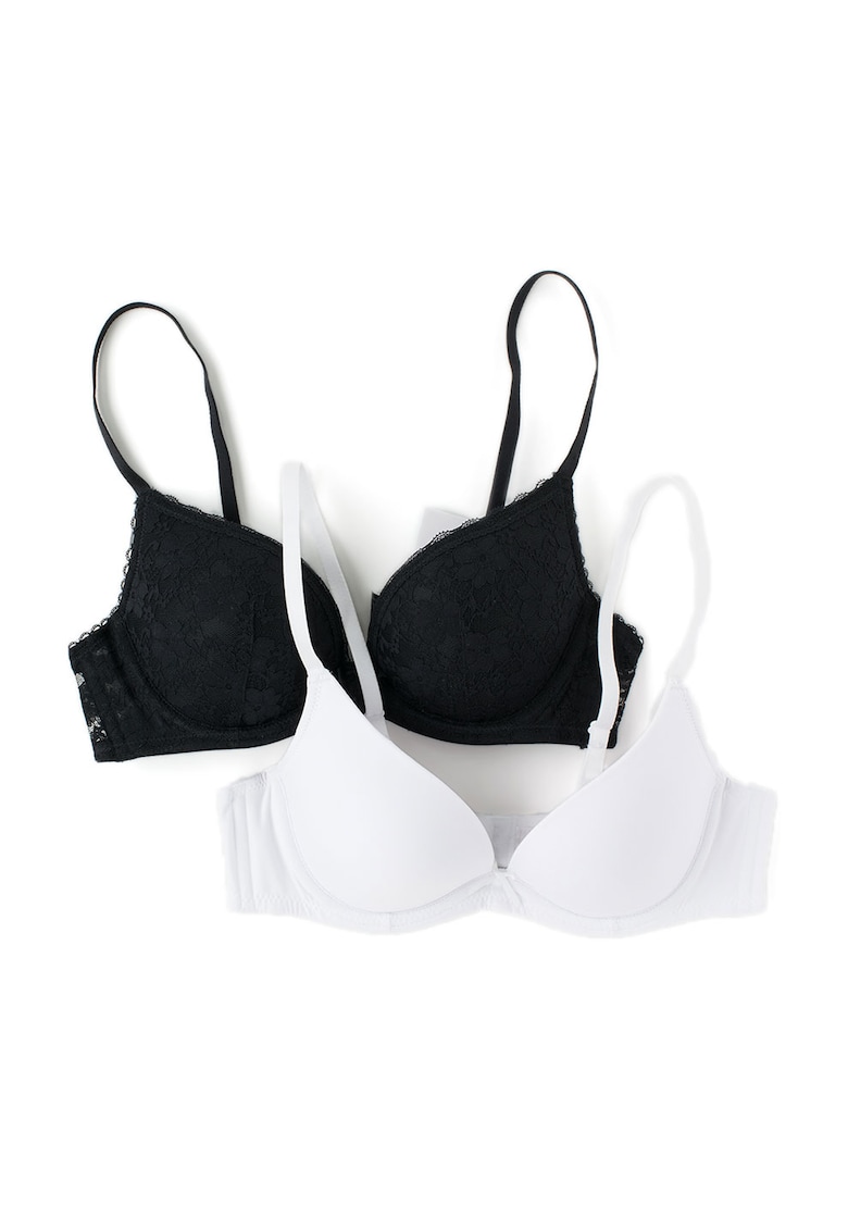 Set de sutiene push-up negru cu alb - 2 piese