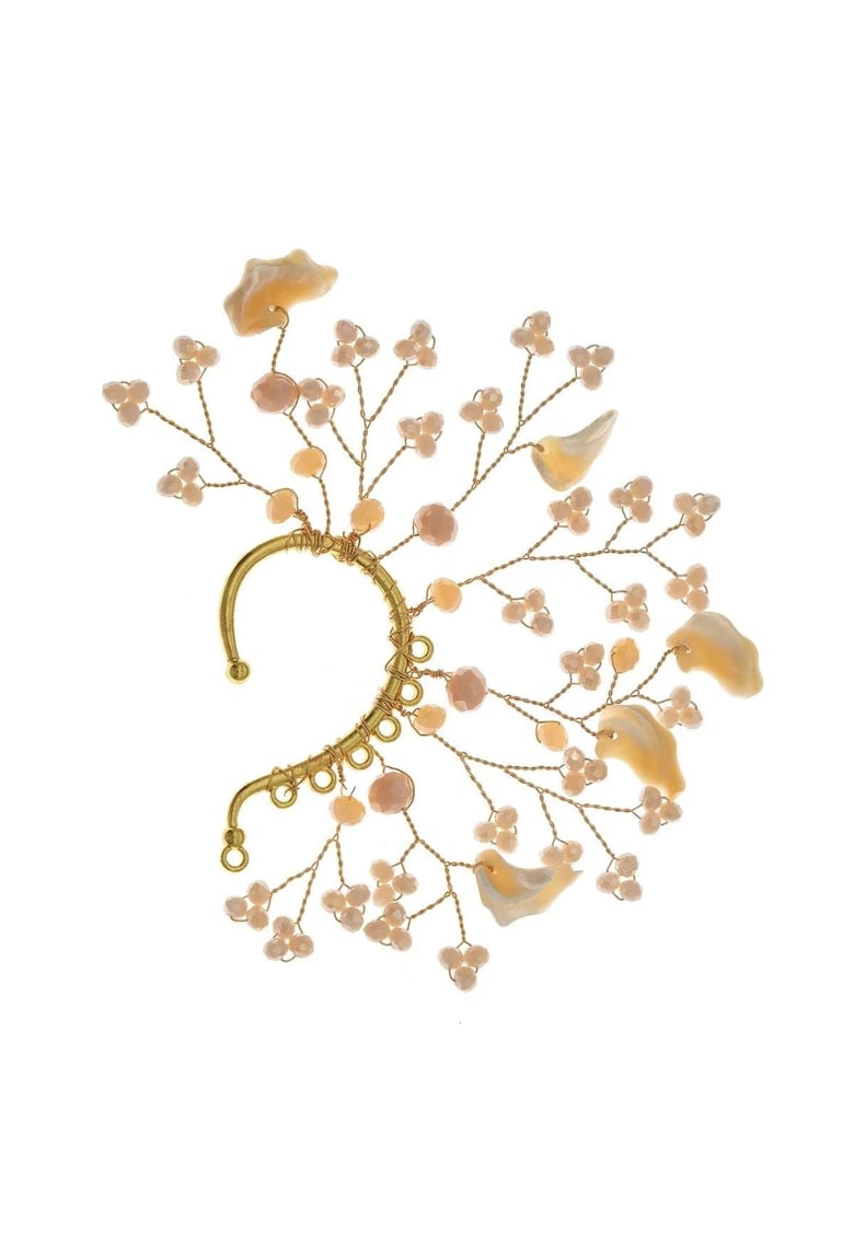 Cercel auriu - ear cuff - cu crengute si margelute - Tordis C3 - Cercel auriu - ear cuff - cu crengute si margelute - Tordis C3 -