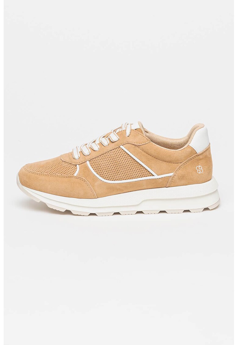 Pantofi sport de piele intoarsa si piele