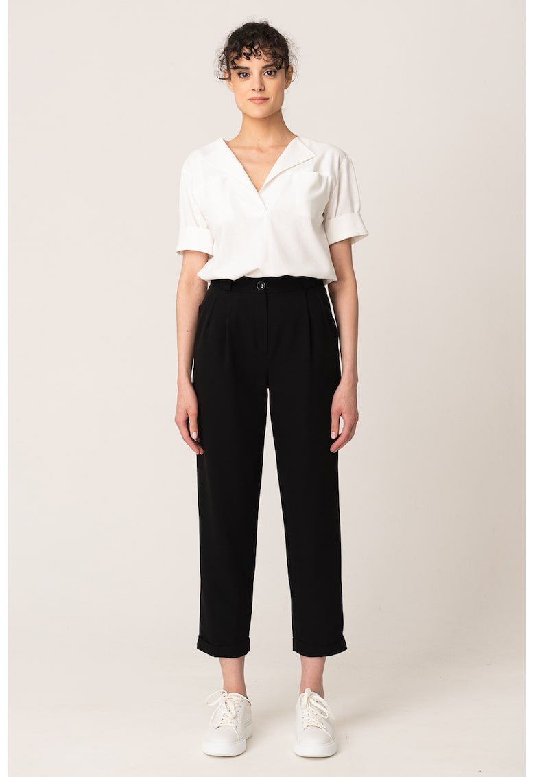 Pantaloni capri cu talie inalta