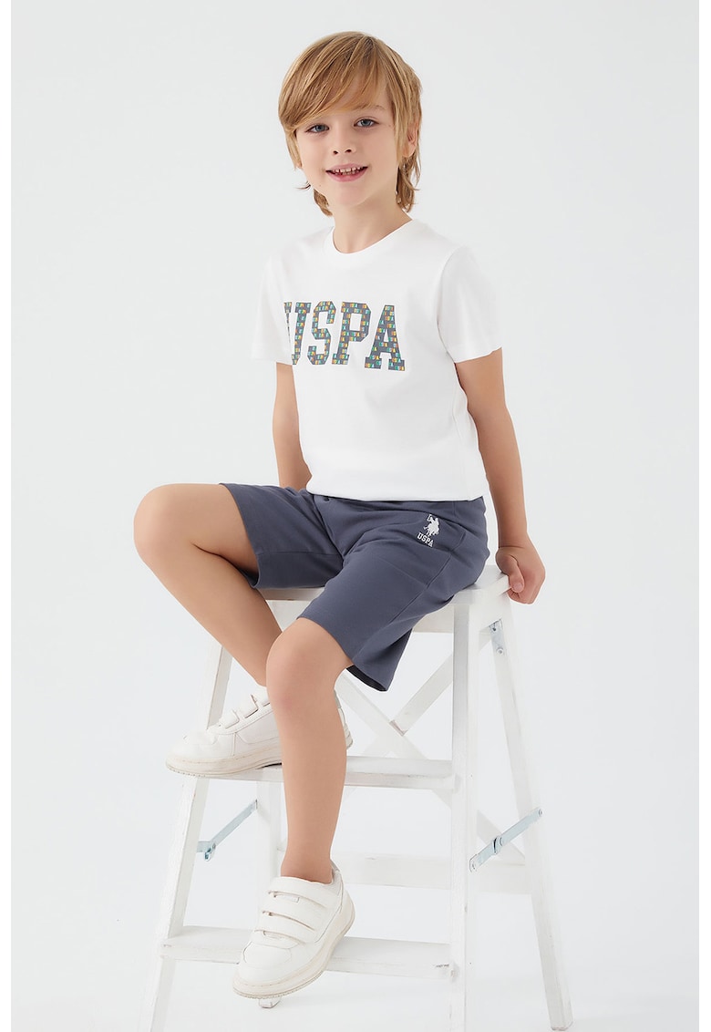 Set de tricou cu imprimeu si pantaloni scurti - 2 piese