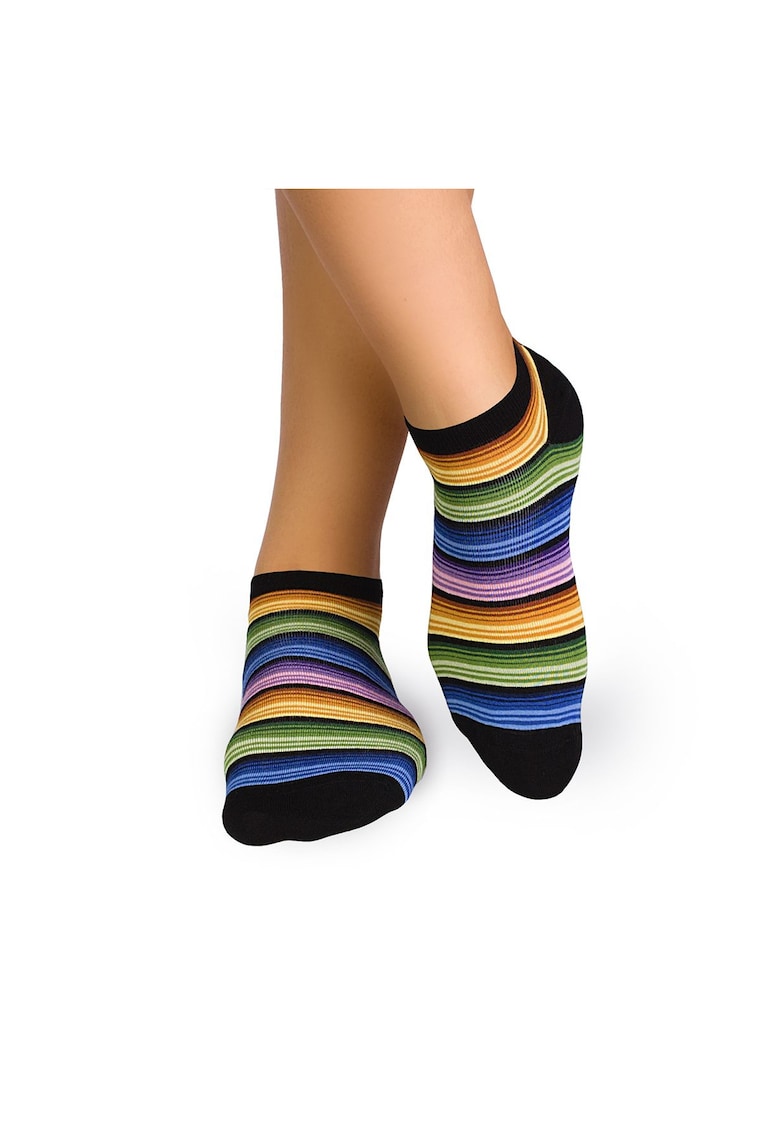 Sosete scurte bambus FINE BAMBOO dungi curcubeu deschis