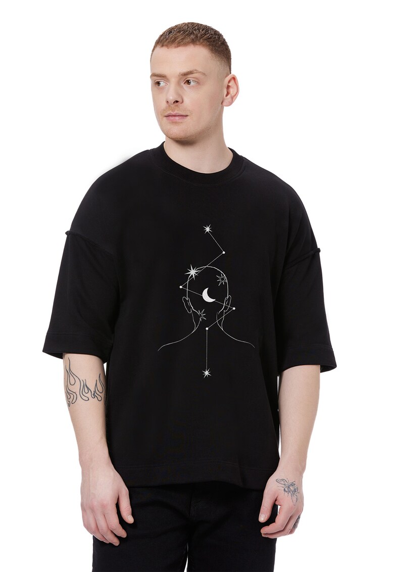 Tricou unisex supradimensionat cu maneci cazute Qreator