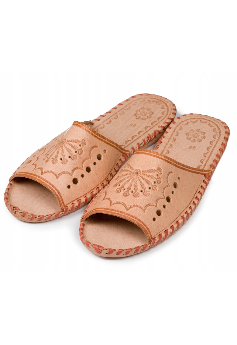 Papuci - Piele - Maro - Maro