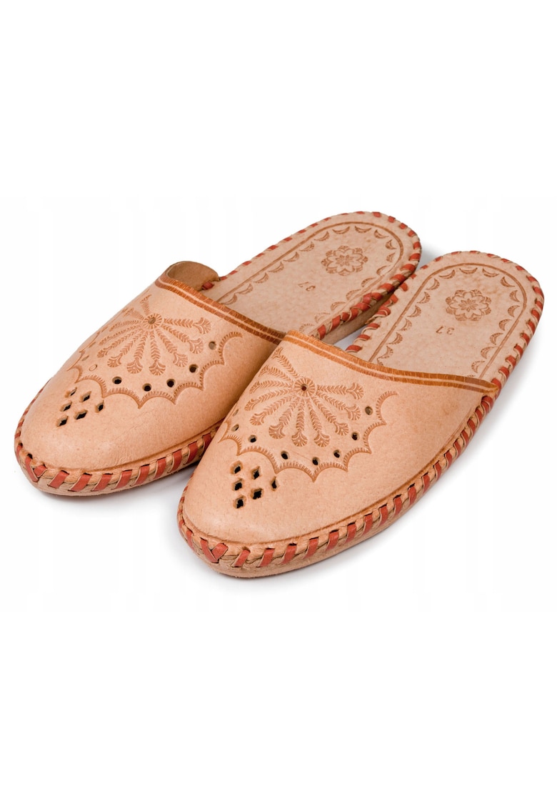 Papuci dama - Piele naturala - Maro