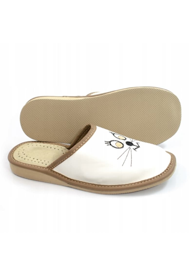 Papuci - Piele - Bej - Marimea