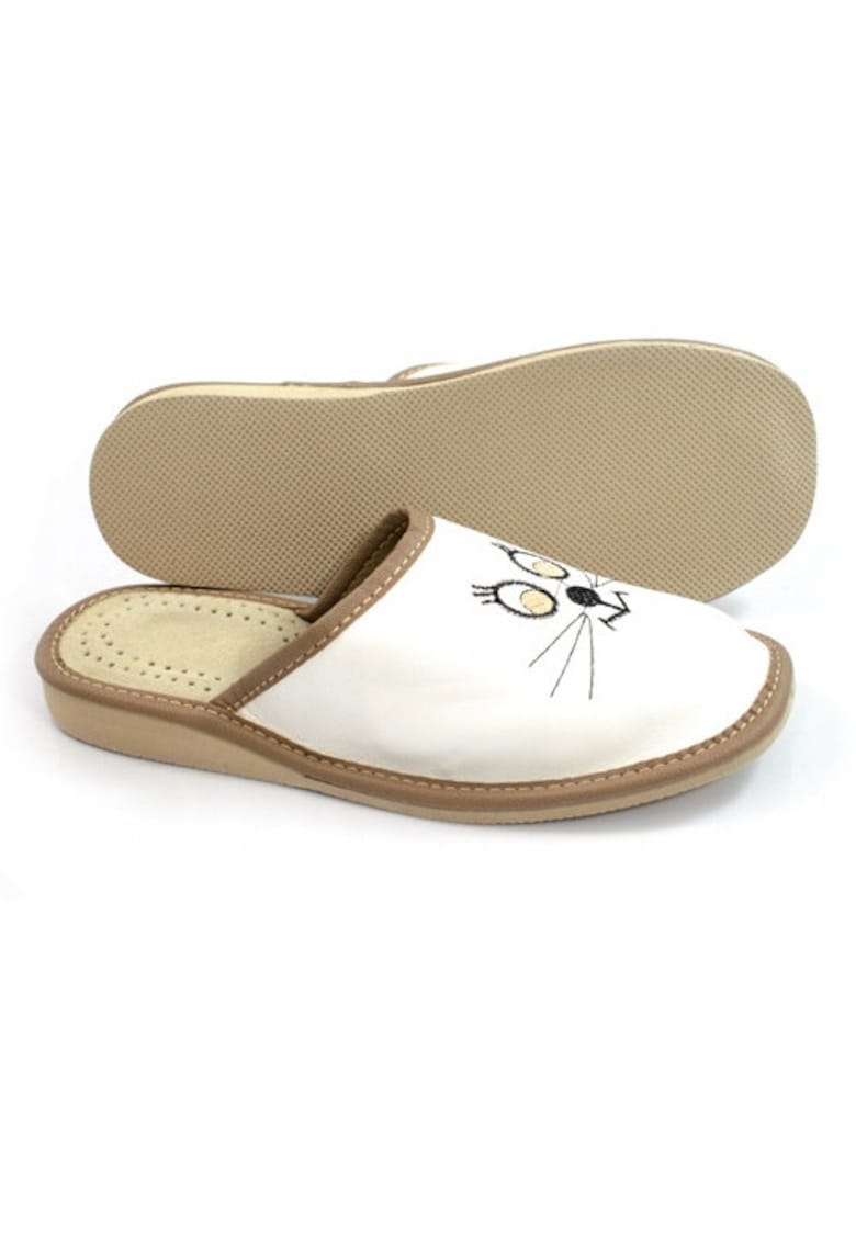 Papuci - Piele - Bej - Marimea