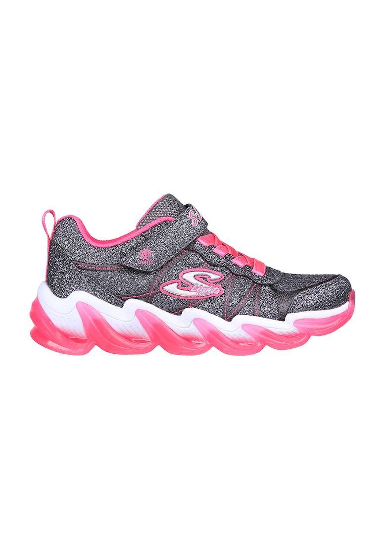 Pantofi sport stralucitori cu velcro Hyper Surge - Argintiu inchis/Roz