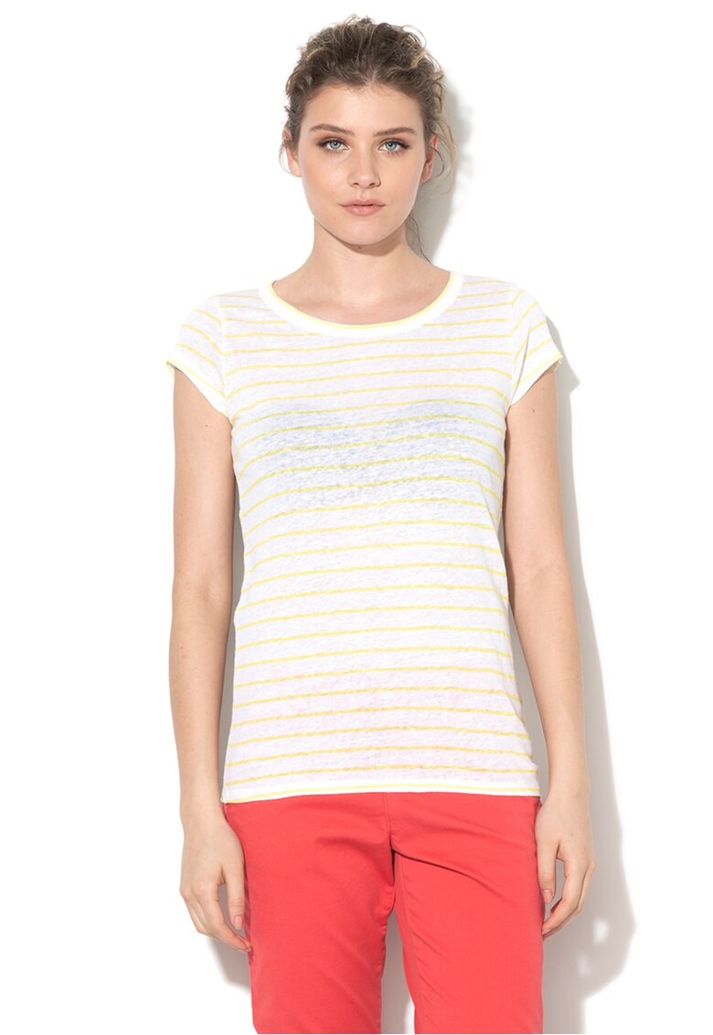 United Colors of Benetton Tricou alb cu verde lime de in