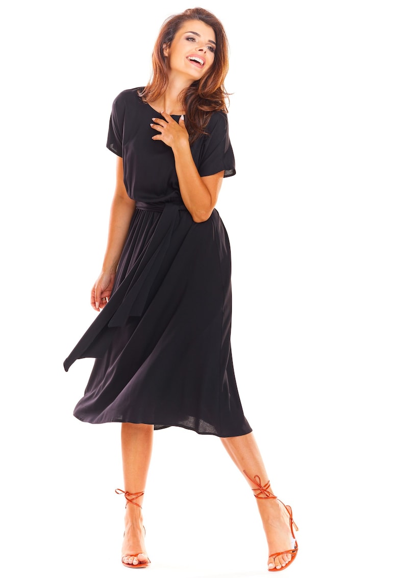 Midi Rochie Maneca scurta - Viscoza Galben A296