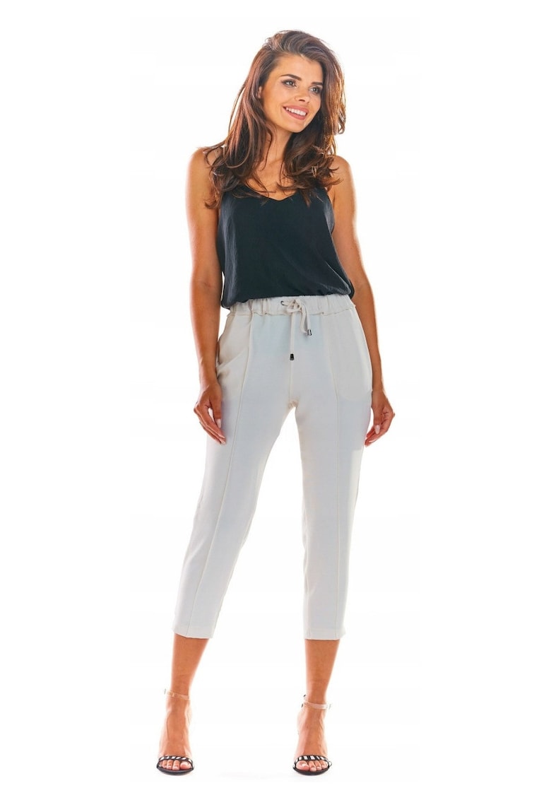 Pantaloni eleganti de dama - Poliester - Bej