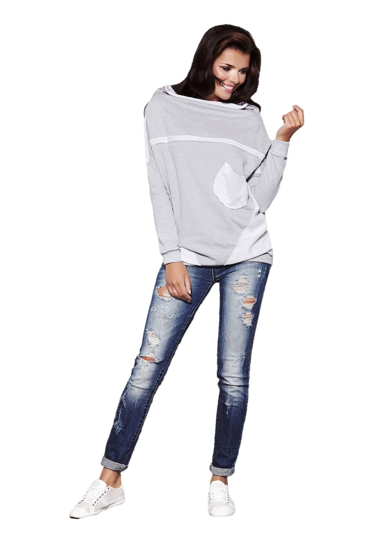 Bluza dama - Bumbac/Elasan - Gri - Gri