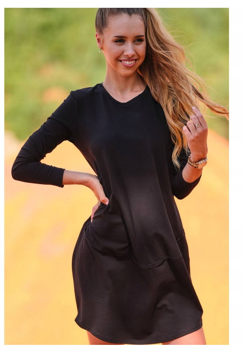 Rochie - Bumbac/Lycra - Negru - Negru