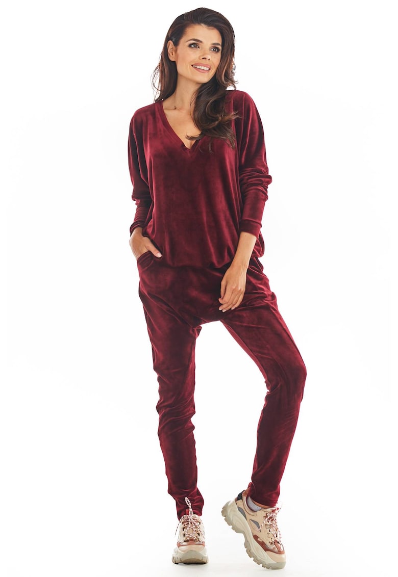 Pantaloni dama - Poliester - Claret - Visiniu