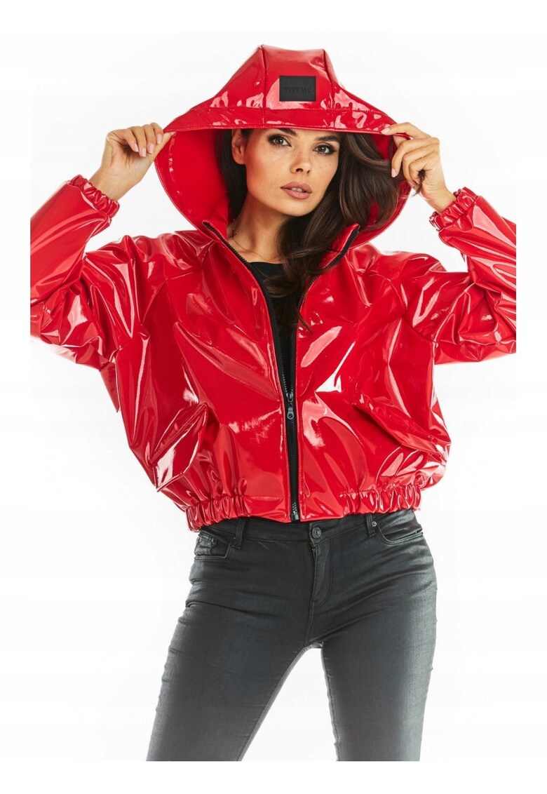 Jacheta scurta cu gluga - Poliester - Rosu - Marime unica