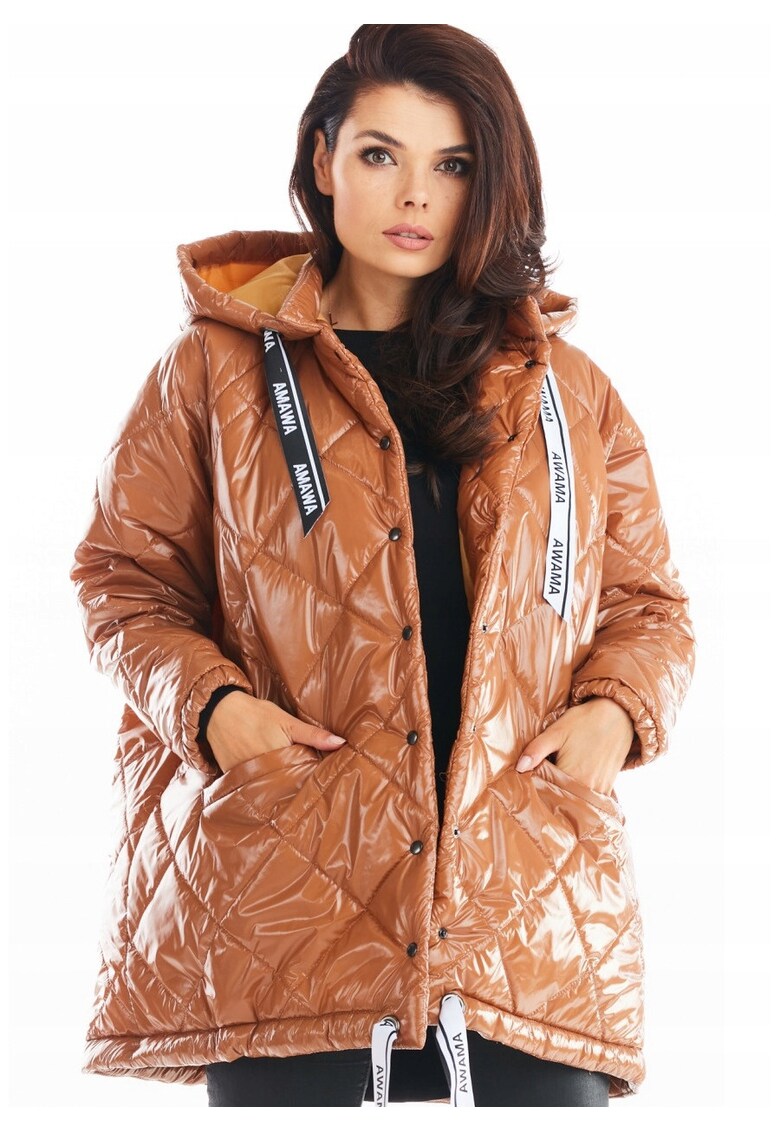 Jacheta dama matlasata - supradimensionata - Poliester - Bej -