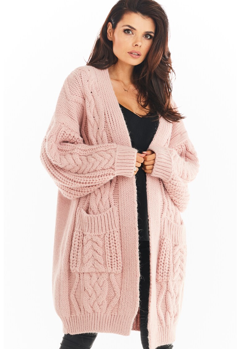 Cardigan dama - Poliacril/Poliamida - Roz