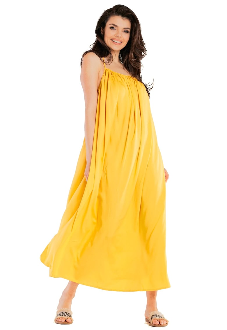 Rochie Viscoza - Bej - Galben