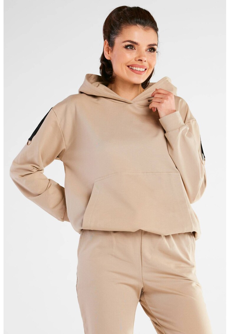 Hanorac dama - Bumbac/Elastan - Bej - Bej