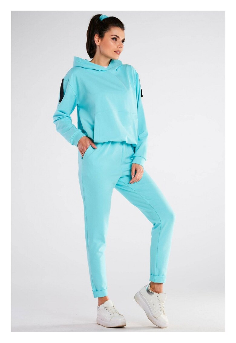 Pantaloni dama - Bumbac/Elastan - Albastru - Albastru